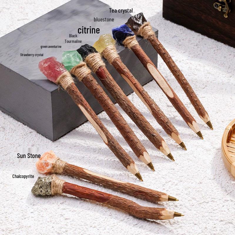 Eco-friendly Crystal Stone Wooden Ballpoint Pen