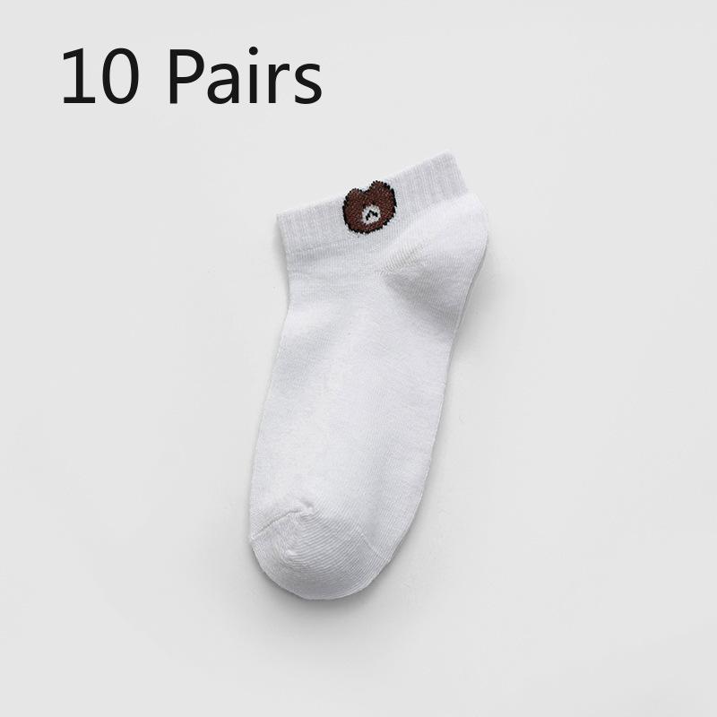 10 Pairs of Women's Four Seasons Disposable Cartoon Bear Socks