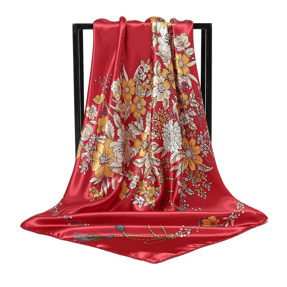 Spring and Autumn Women's Cashew Print Square Scarf Fashion Commuting Versatile Headscarf Stained Rose Square Scarf
