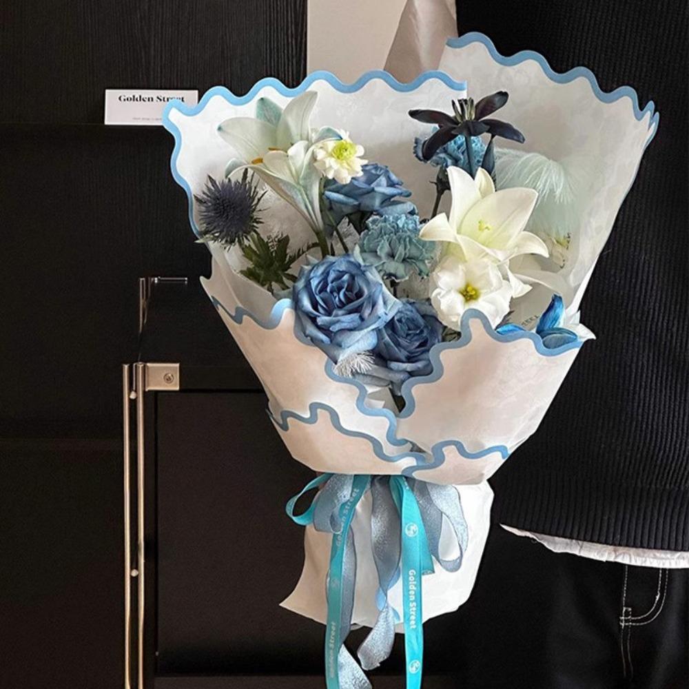 Kraft Paper INS Flower Wrapping Paper Wavy Border Bouquet Wrapping Material Fashion DIY Crafts