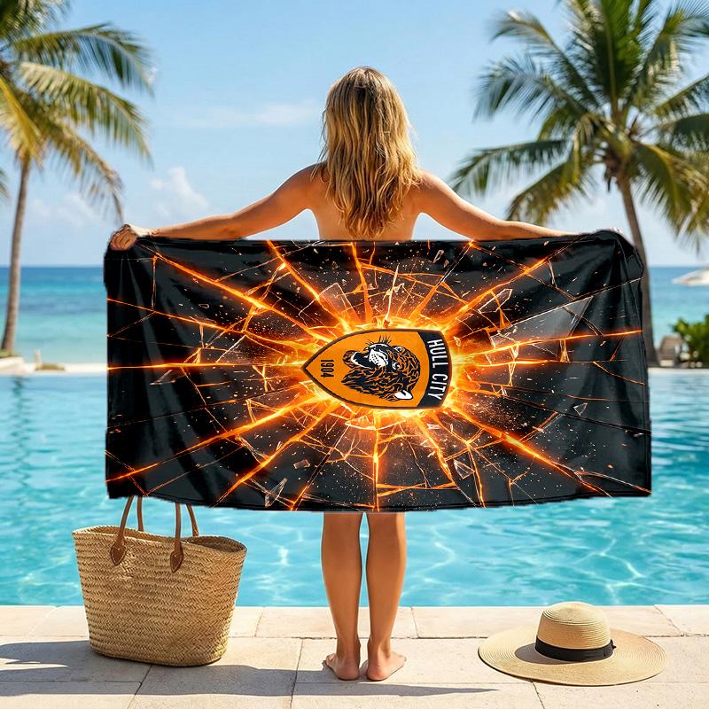 Пляжное полотенце Hull City Football Мягкое из микрофибры Летнее полотенце Быстросохнущее Впитывающее полотенце для пляжа Бассейна Путешествий
