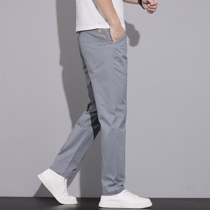 Мужские брюки в стиле business casual из 100% хлопка, устойчивые к складкам и простые в уходе, модные и универсальные для повседневной носки, однотонные мужские брюки