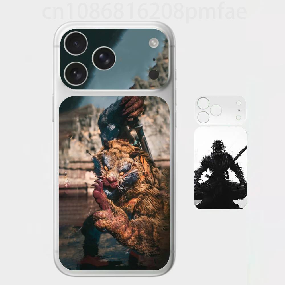 B-Черный Миф Сунь Укун 3D Полное Тело Наклейка-Кожа для iPhone 17/Pro/Pro Max Цветная Задняя Защитная Наклейка