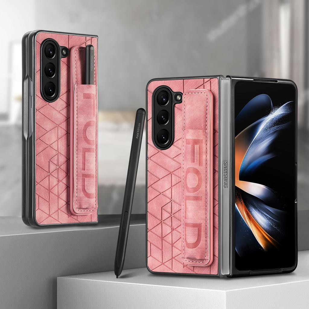 Для Samsung Z Fold 6 5 4 3 Складной Экран Эластичная Телескопическая Кожаная Сумка Наручный Ремешок с Отсеком для Стилуса Чехол для Телефона