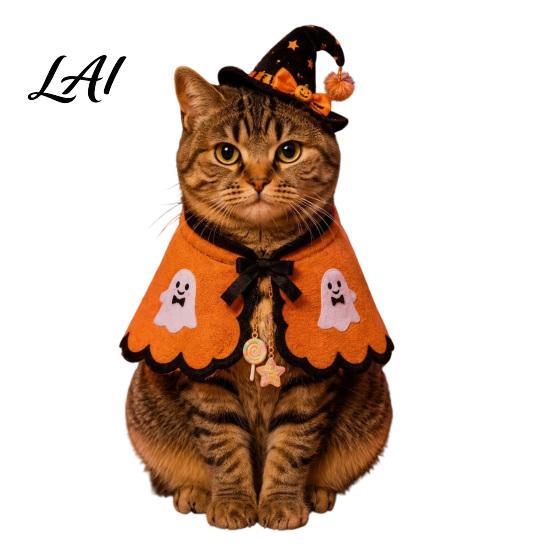 Decorative Pet Cape Halloween Cat Witch Costume Cute Ghost Cloak Funny Party Costume Festival Outfit Kitty Cosplay for Holiday Accessories