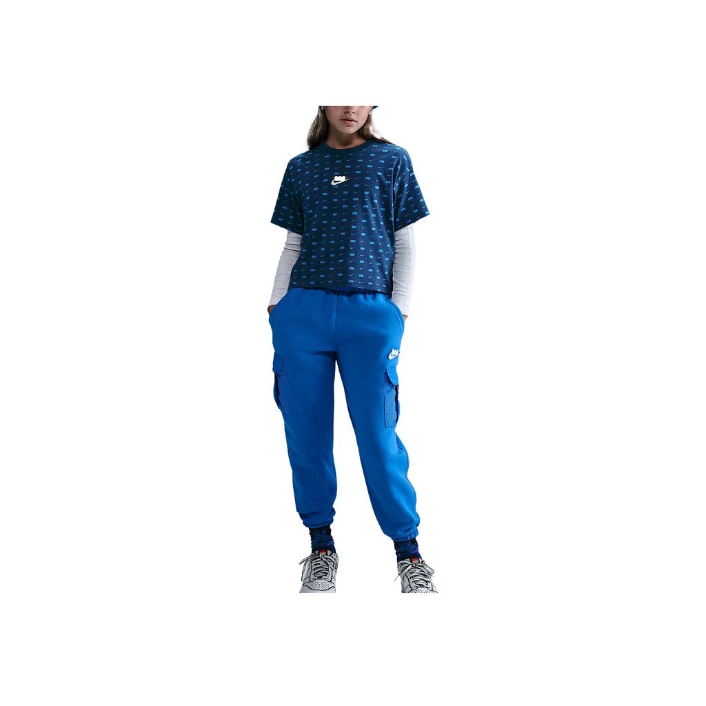 Nike Коллаборационная футболка LEGO® Коллекция FW25 Логотип бренда Свободный крой Короткий рукав Детские топы IB4463-416