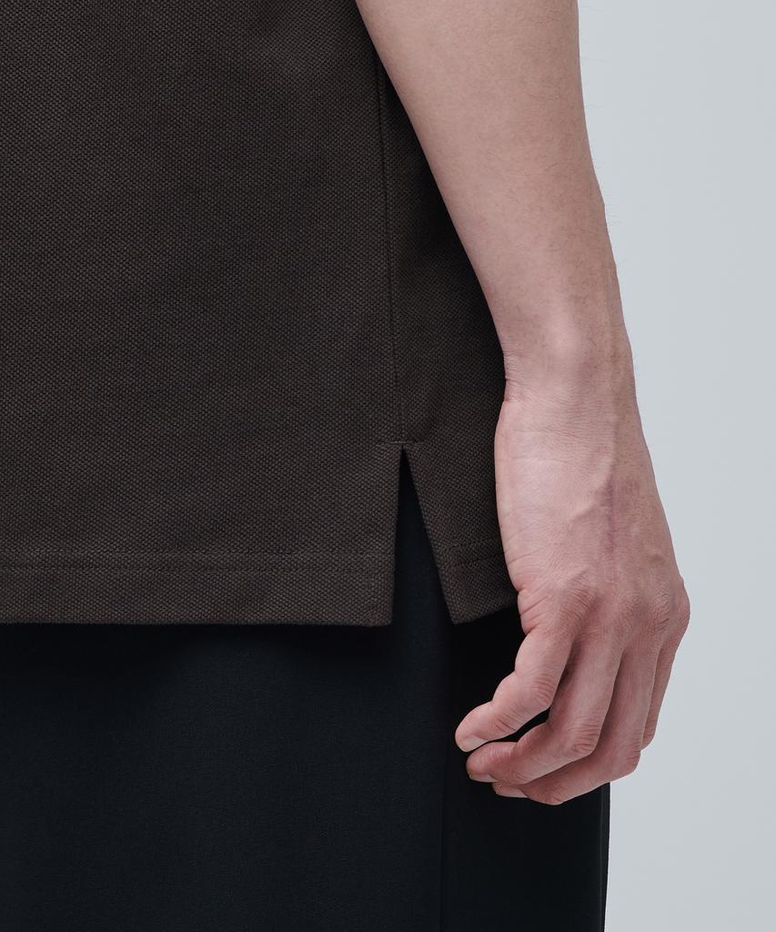 MUSINSA STANDARD Slit Neck Pique Polo Shirt [Dark Brown]