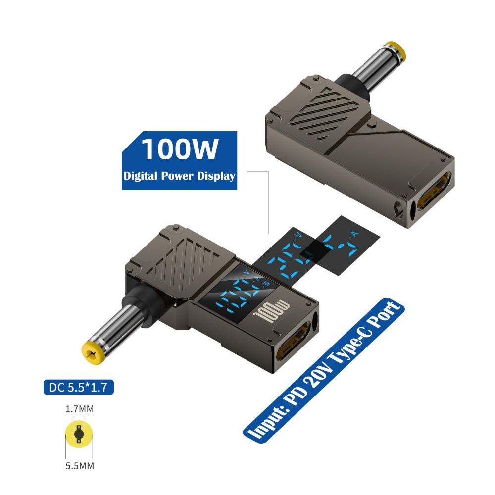 PD 100 Вт USB-C к DC Конвертер Цифровой дисплей Зарядное устройство для ноутбука Штекер для Lenovo/HP/Dell