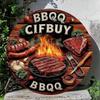 Винтажная металлическая настенная табличка BBQ 8x8 дюймов, алюминиевое искусство для патио, сада, кухни, гаража, мужской комнаты