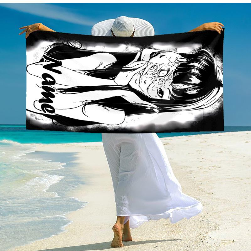 Personalized customized proof beach towel with Tomie Kawakami pattern - soft, absorbent,quick-drying,perfect swimming,camping&bathing