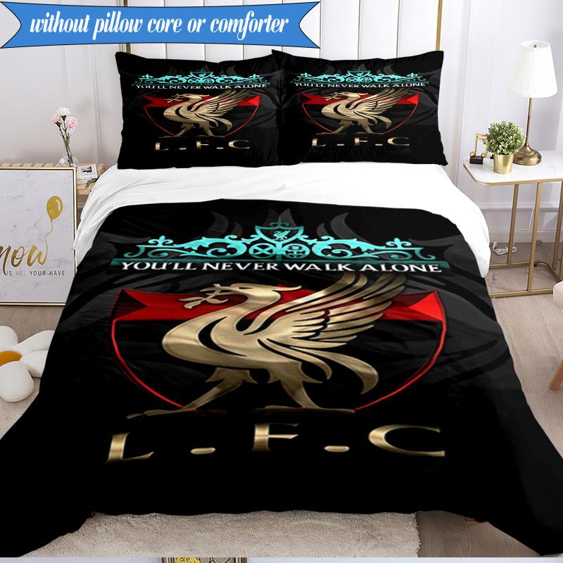 Liverpool Football Club 3pcs Bedding,Including 1pc Duvet Cover And 2pcs Pillowcases Perfect for Christmas,Ideal for Bedroom, Dormitory