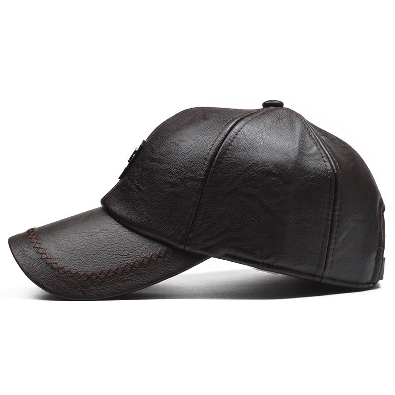 Зимняя бейсболка из ПУ кожи Мужская с ушками Snapback Теплая папина кепка Тракер KTB