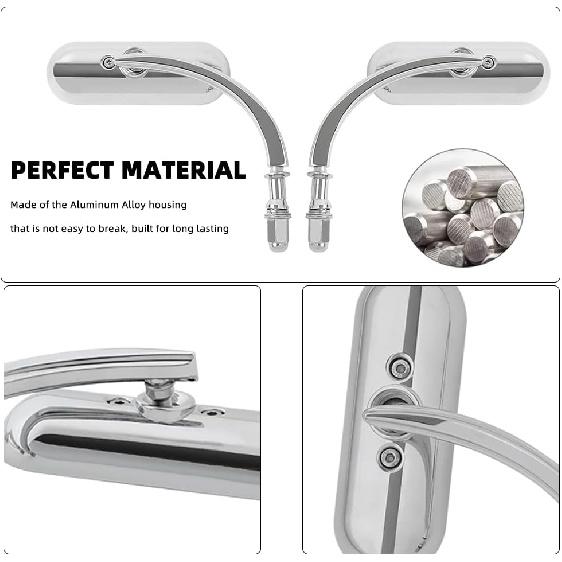 Хромированные овальные зеркала заднего вида для мотоцикла, Улучшенные зеркала заднего вида для мотоцикла, Совместимы с Harley Road King Softail Street Glide Electra Dyna и другими