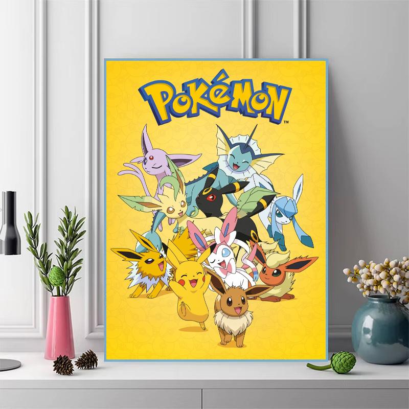 Pokemon Pattern 3pcs 100% Round Full Drill 5D DIY Diamond Painting Embroidery Cross Stitch Rhinestone Décor