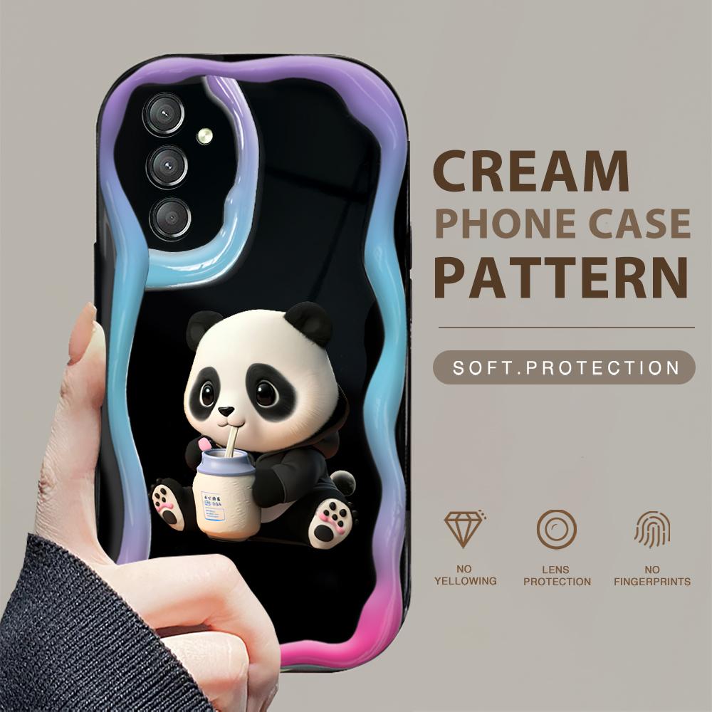 Cute Cartoon Pattern Cream Texture Casing Wavy Edge Soft Silicone Cover Phone Case for Samsung
