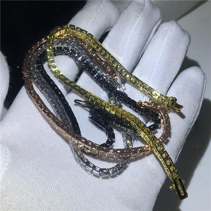 Vintage Princess Cut Lab Diamond Bangle Bracelet 14K Gold Engagement Wedding Bracelets for Women Bridal Tennis Party Jewelry