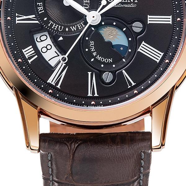 Orient Мужской RN-AK0002Y (КЛАССИЧЕСКОЕ СОЛНЦЕ И ЛУНА) Круглые часы из коричневой нержавеющей стали с несколькими стрелками, аналоговые