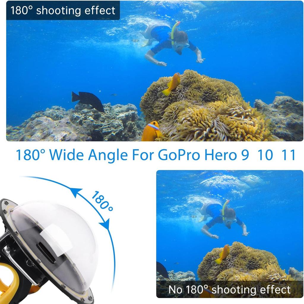 Купольный порт для GoPro, водонепроницаемый корпус, чехол для GoPro Hero 9 10 11, защитный купол для подводного плавания, аксессуары для объективов GoPro