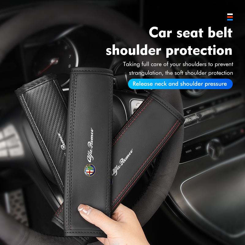 AJKRY1 Car Seat Belt Cover Shoulder Pad Protector Cover Safety Belt Padding Pad Cushion For Alfa Romeo Giulietta GT 159 147 156 Mito