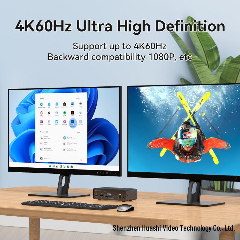 Dual HDMI 2.0 & USB 3.0 Input Hub with HDMI & Quad USB Output