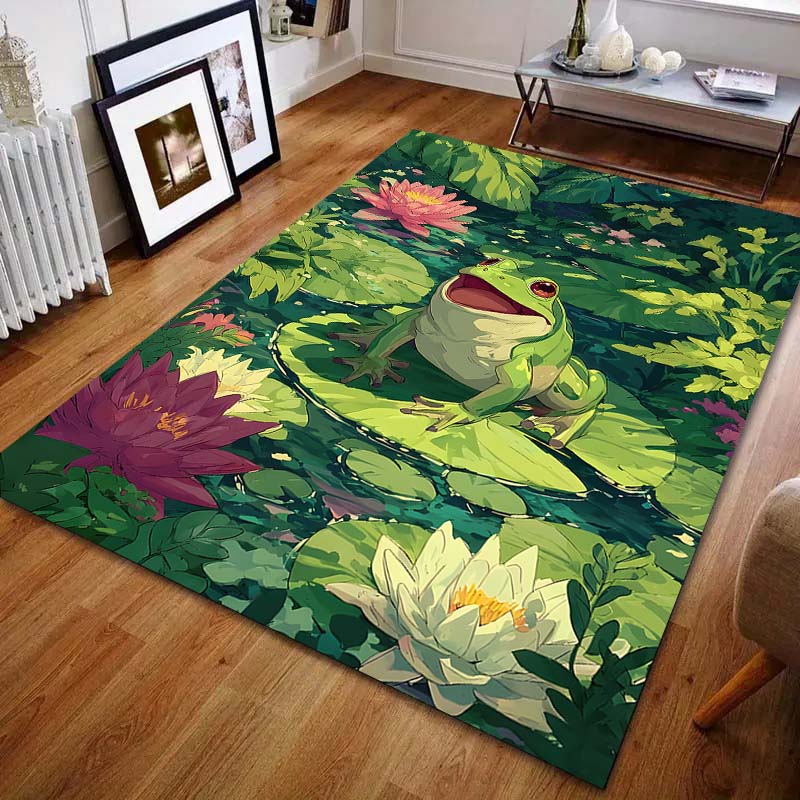 1PC Frog lotus pond nature Carpet for Living Room Bedroom Sofa Home Decor Rus Non-slip Floor Mat Luxury Gift