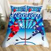 Ice Hockey Duvet Cover Helmet Skates Comforter Cover Winter Ice Sports Games Bedding Set for Boys Puck Hockey Player Quilt Cover