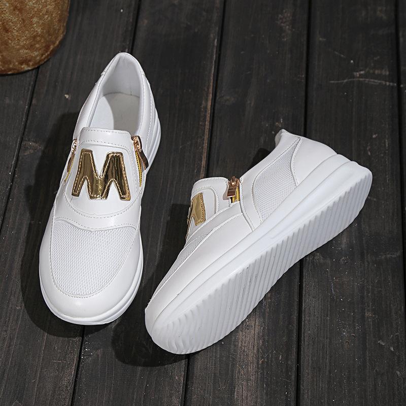 2023 весенняя новая спортивная обувь большого размера, однотонная повседневная спортивная обувь с плоской нижней боковой молнией, легкая и удобная