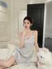 Pajamas new summer women's sexy suspender pajamas ice silk pure wind with chest pad V-neck mood pajamas temptation