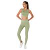 Women's Athlete Fitness Yoga Plates High Waist Tights-crop Ribbed Set 2 Pieces