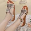 Women's Wedge Sandals Summer 2024 Heels Strappy Beach Roman Platform Sandal Butterfly Silver Wedges Shoes for Women Gold