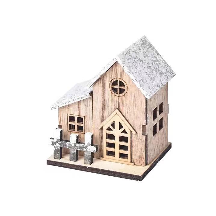 Christmas Decorations Desktop Decorations Illuminated Cabin Nordic Style Retro Wooden Small House Christmas Decorations