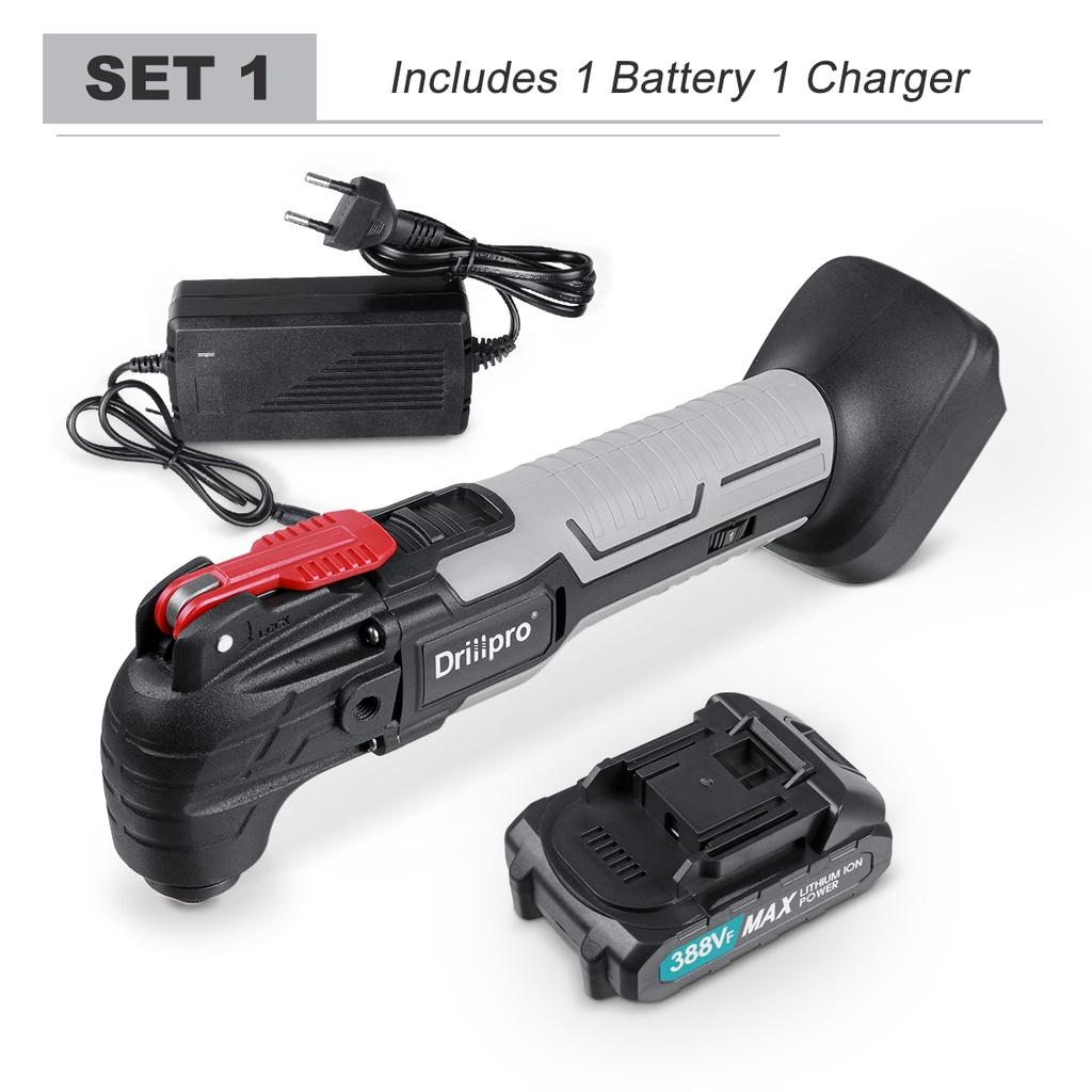 18 В осциллирующий многофункциональный инструмент, беспроводной реноватор с регулируемой скоростью, электрический триммер, 2 литиевых аккумулятора для аккумуляторных электроинструментов 388VF