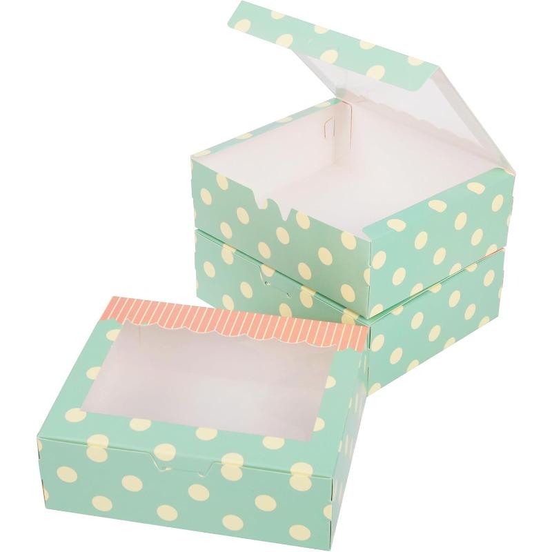12 Pack Candy Sweet Boxes with Window 6”×5”×2” Disposable Paper Treat Packing Gift Box Christmas Pastry Cookies Muffins Pies Brownie Boxes