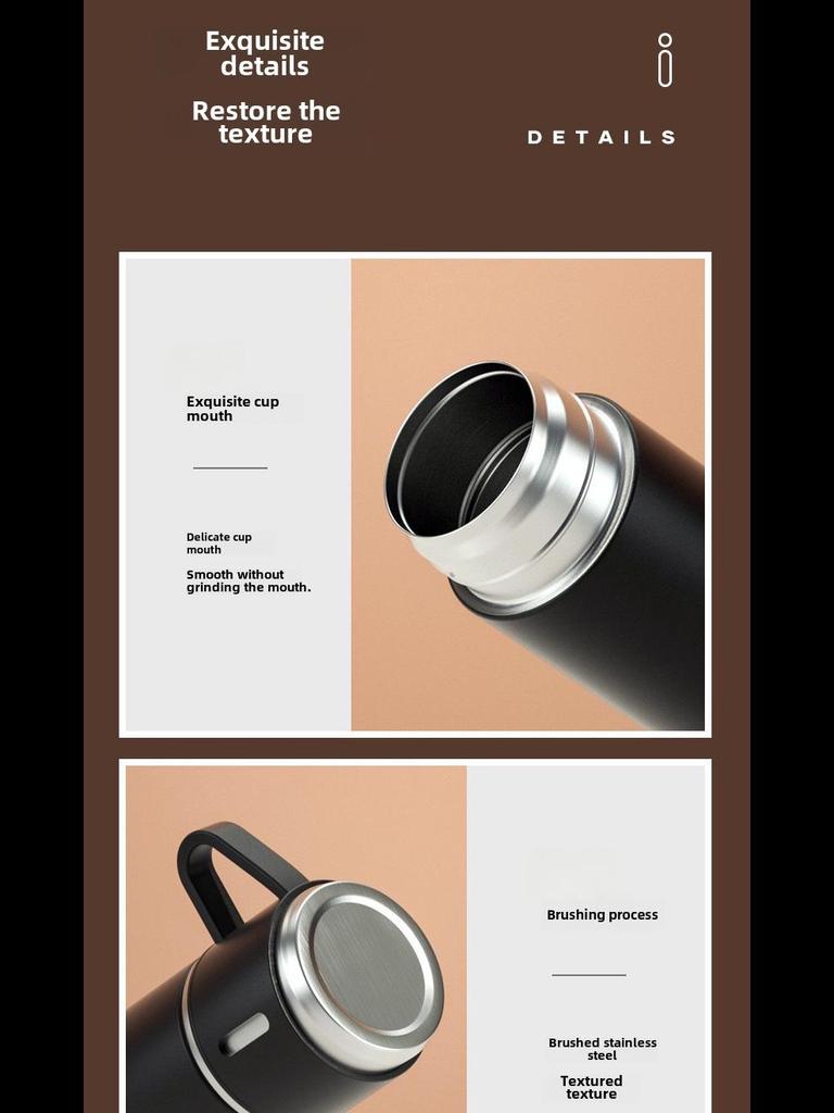 Подарочный набор из термоса из нержавеющей стали объемом 500 мл: 1 чашка и 3 крышки - индивидуальный логотип для мужского делового чая