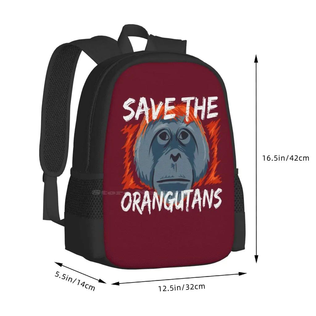 Save The Orangutans-Orangutan Conservation Pattern Design Bagpack School Bags Primate Save Orangutans Save The Orangutan Save