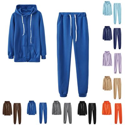 Женская мода с капюшоном, длинным рукавом, однотонная молния, эластичный пояс, свободный комплект свитшотов