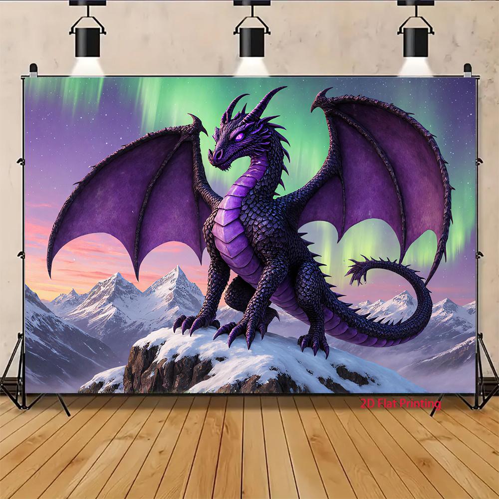 2Dflat purple scale dragon background cloth suitable for party and all kinds of indoor and outdoor event decoration polyester
