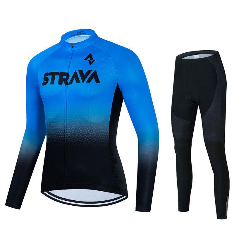 Хит продаж, комплект велосипедной джерси STRAVA с длинным рукавом, пограничная версия, быстросохнущие дышащие лямки с рисунками на выбор