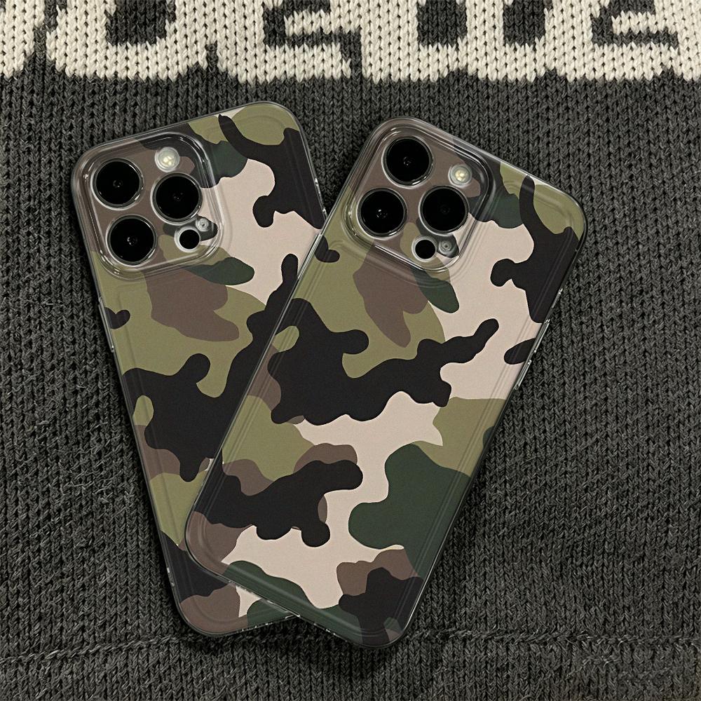 Прозрачный чехол для телефона в стиле камуфляж для iPhone 17E 16 15 14 13 12 11 Pro Max 15 Plus 16E Ударопрочный мягкий прозрачный чехол Fundas