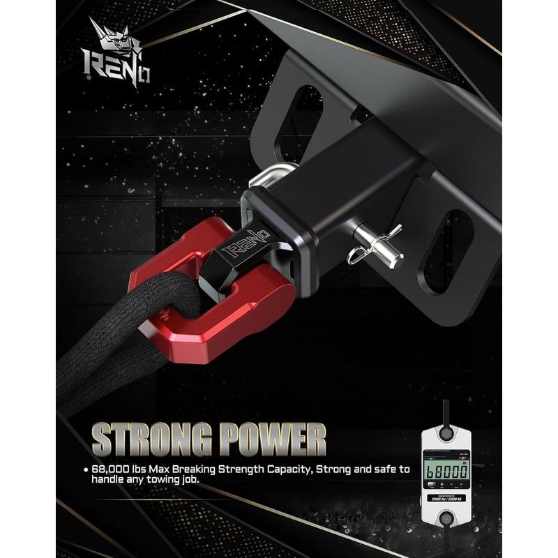3/4" D Ring Shackle, 68,000 lbs Break Strength with 7/8" Pin for Tow Strap Winch Recovery Towing (Aluminum, 2 Pack, Red)