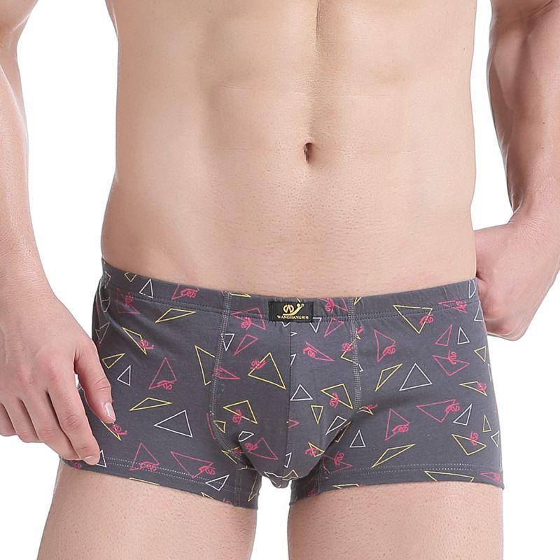 Мужское нижнее белье с принтом с низкой посадкой, мужские дышащие шорты-боксеры из чистого хлопка, молодежные, больших размеров