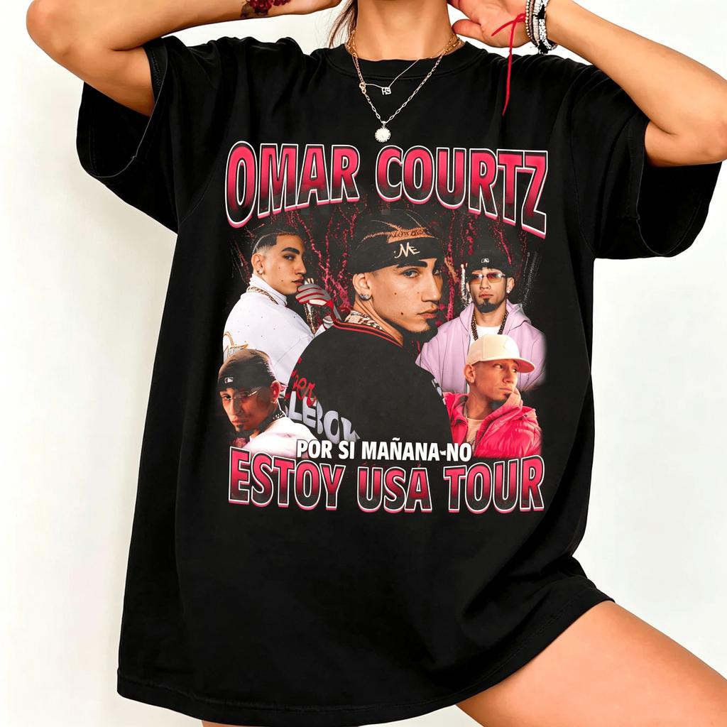 Omar Courtiz Estoy USA Tour Tshirt Music Fans Shirt 2026 Summer Unisex Unisex Cotton Fashion Oversized Tshirt Street Wear Y2K
