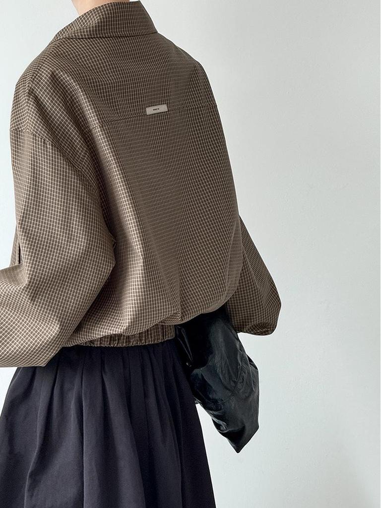 Оранжевое укороченное пальто Zhi в стиле ретро с лацканами в гусиную лапку - Универсальный осенний стиль