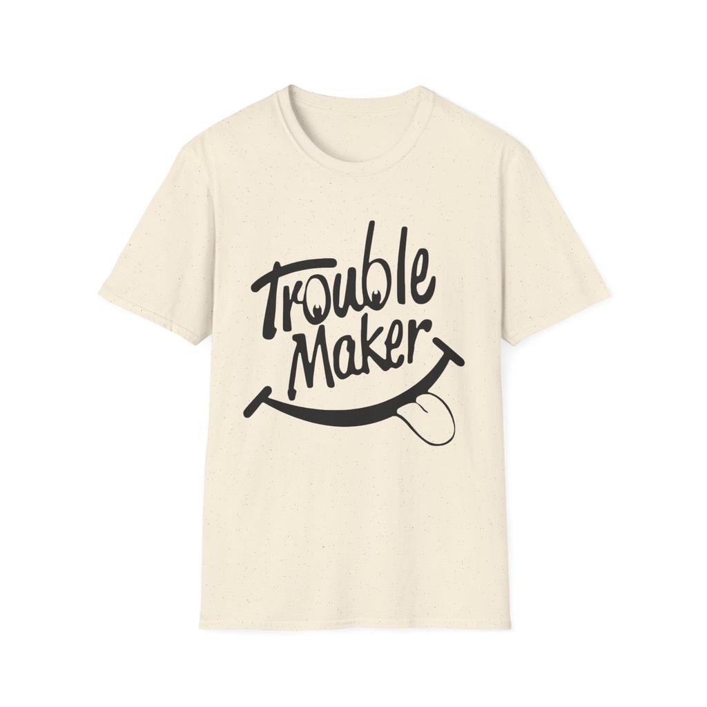 Summer Casual Tshirt Simple And Comfortable Trouble Maker Smiley Face Tshirt Graphic Typography Streetwear Tee Funny Gift