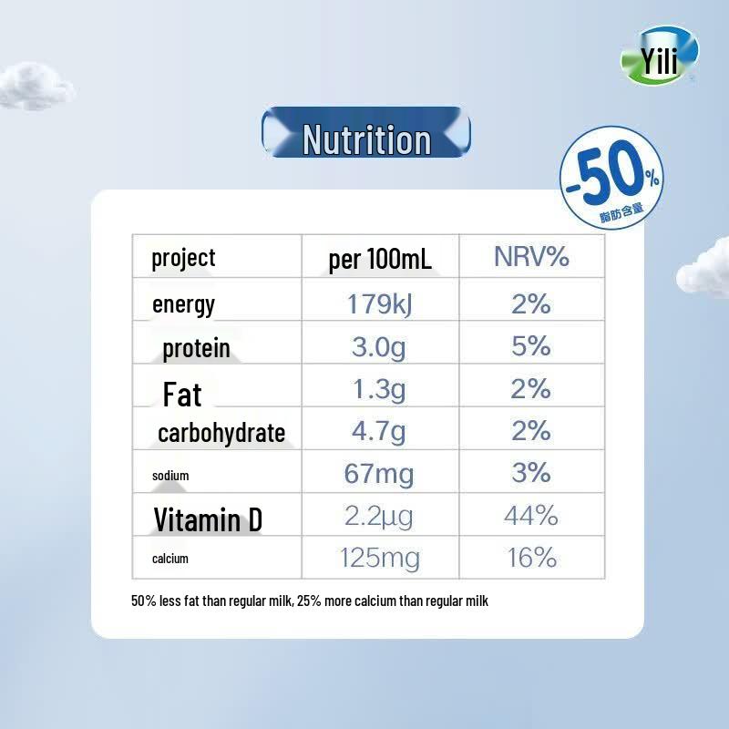 Yili High-Calcium Low-Fat Milk (250ml x 24 Cartons)