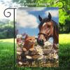 1pc Rustic Horse and Cat Garden Flag - Double-Sided Print, Durable Linen Material, , Vibrant Pastoral Scene with Flowers, Perfect for Outdoor Decor, G