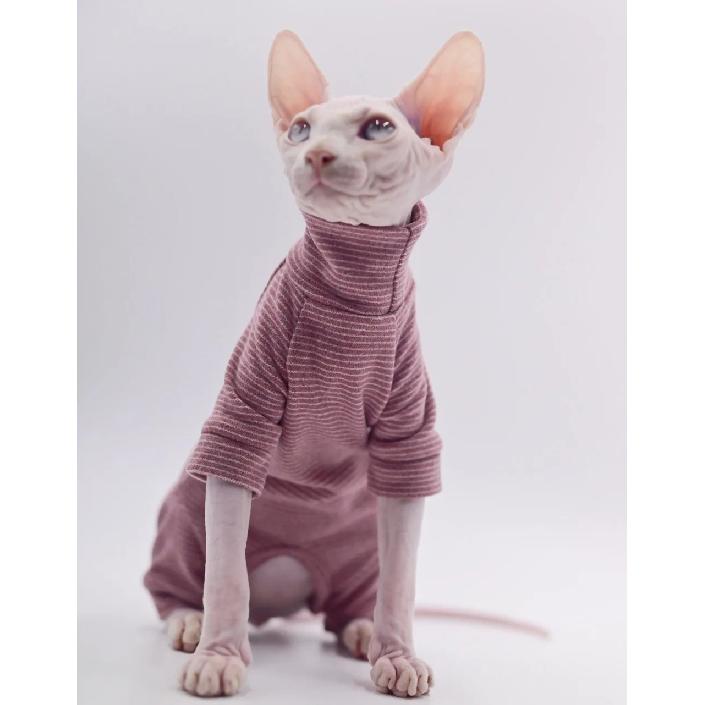 Hairless Cat Clothes Warm and Soft Four-Legged Hoodie for Sphynx Cats for Autumn and Winter for Devon Rex, Cornish