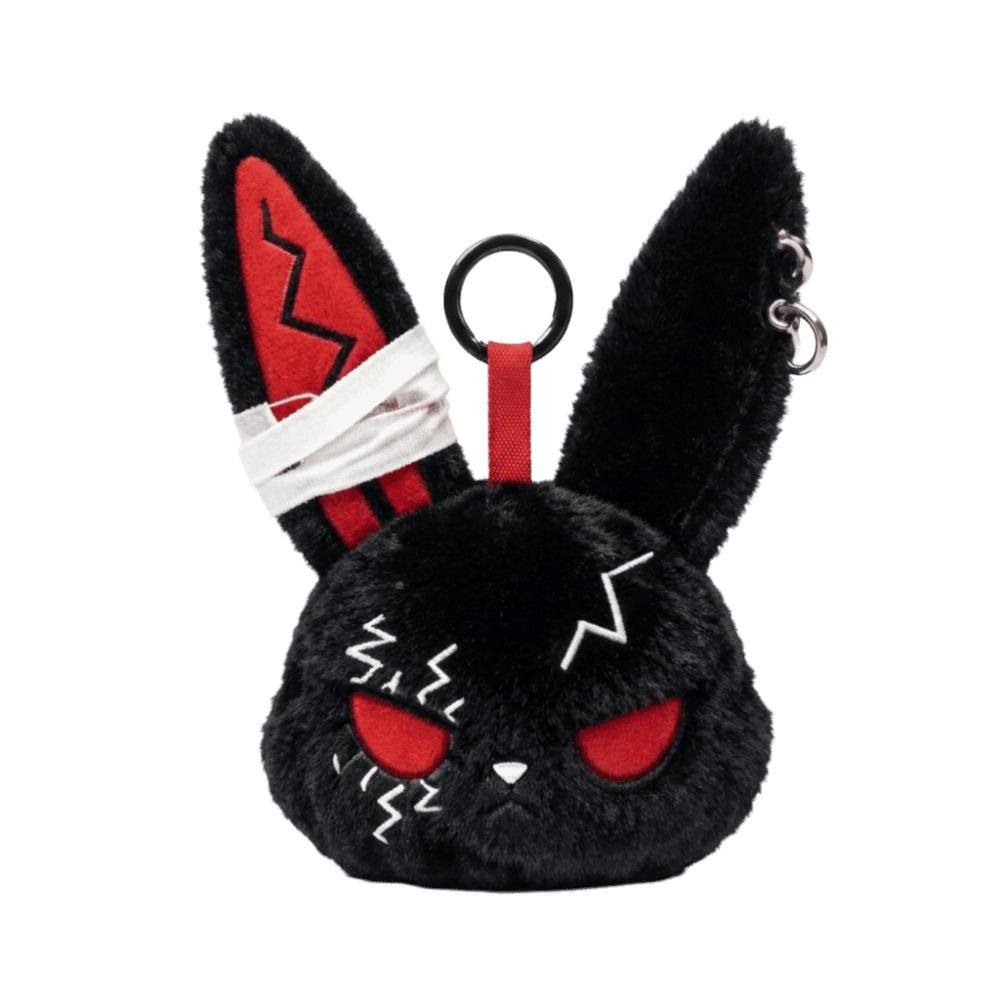 Gothic Wounded Rabbit Keyring Hoop Earrings Cute Furry Bag Pendant  Gift For Women