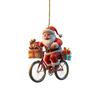 Christmas Ornament 2D Santa Riding Bike Festive Holiday Christmas Tree Hanging 2D Flat Santa Decor Collectible Christmas Gift