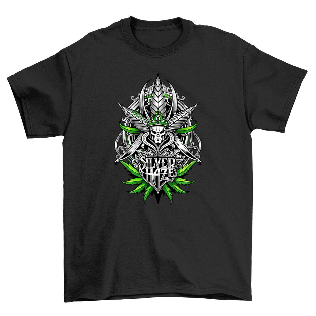Weed Hemp_91 Skull Crossbones T-shirt High on Style Laughter Funny Unis